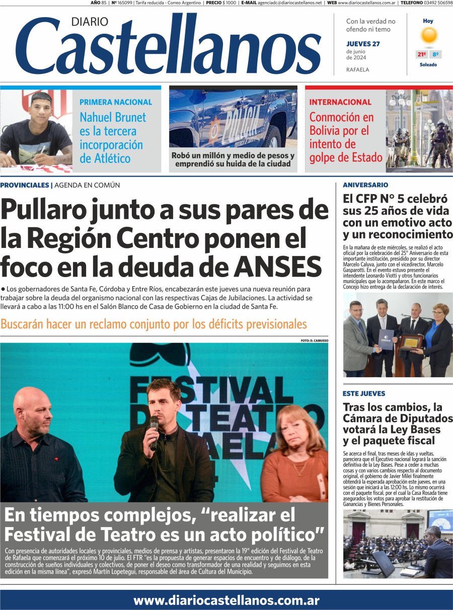 Tapa y diario Castellanos….Informate!!