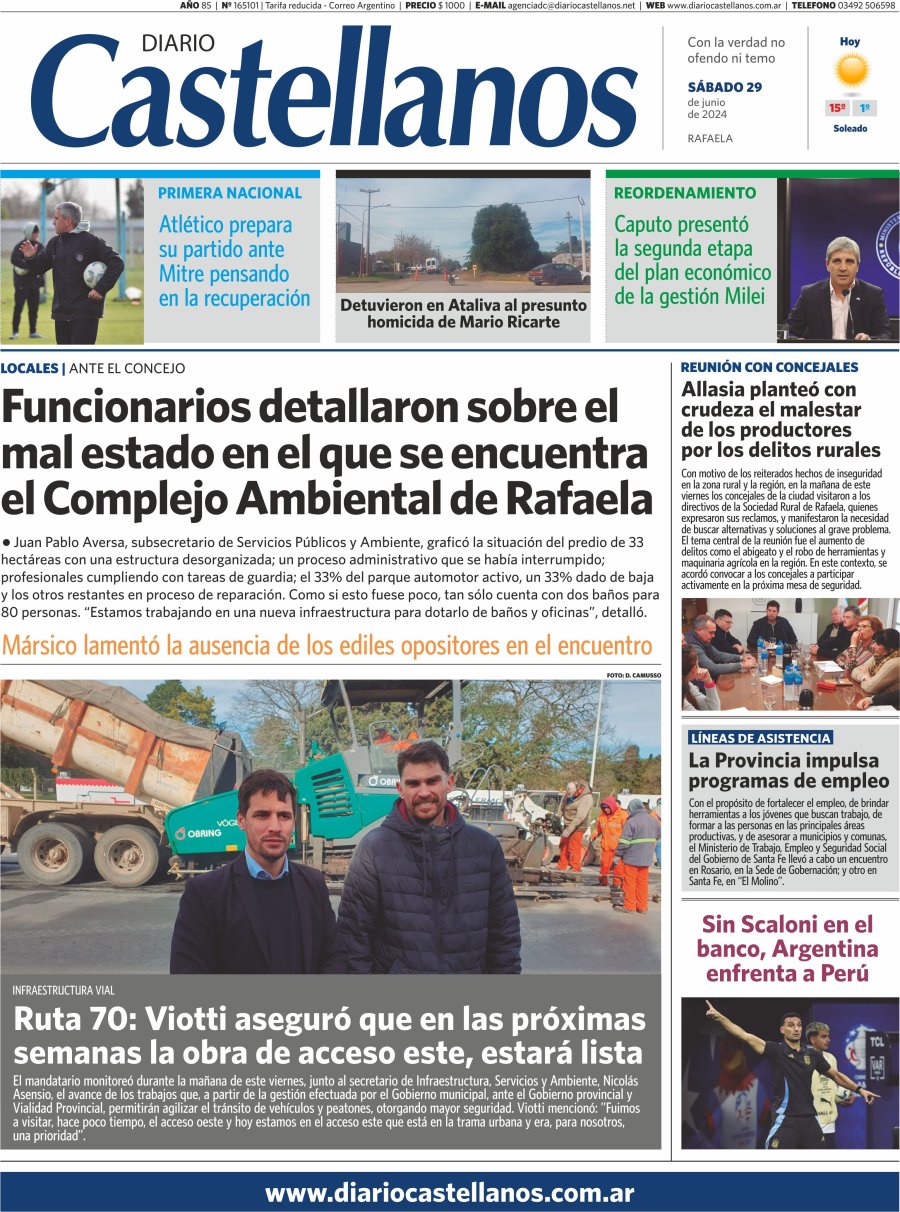 Tapa y diario Castellanos…Informate!!!