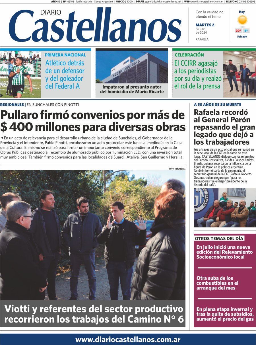 Tapa y diario Castellanos…Informate!