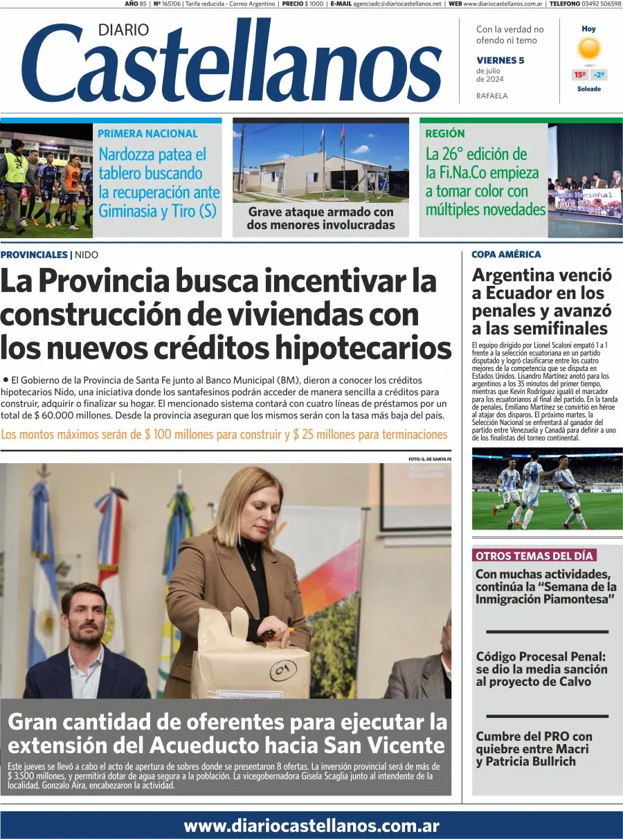 Tapa y diario Castellanos…Informate!!!