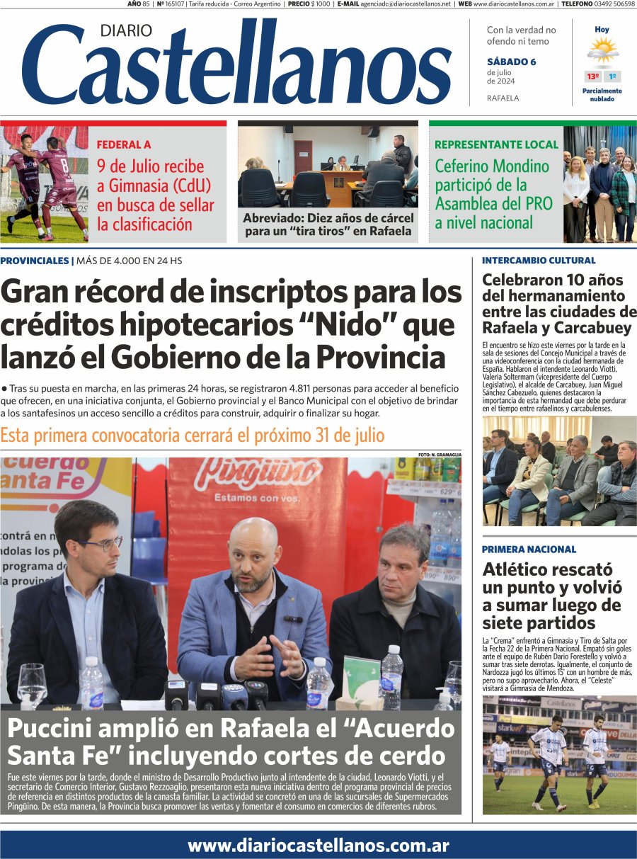 Tapa y diario Castellanos…Informate!