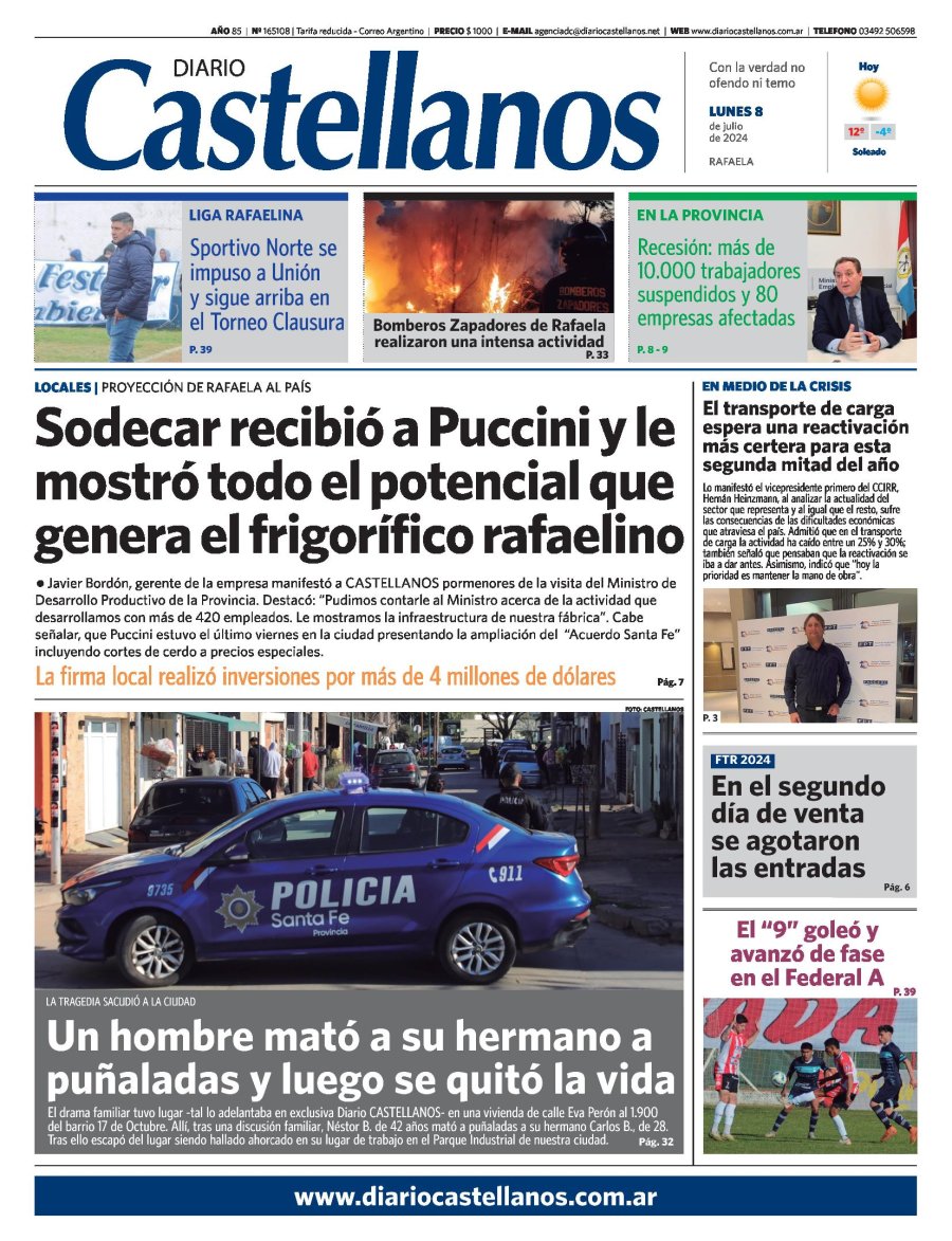 Tapa y diario Castellanos….Informate!