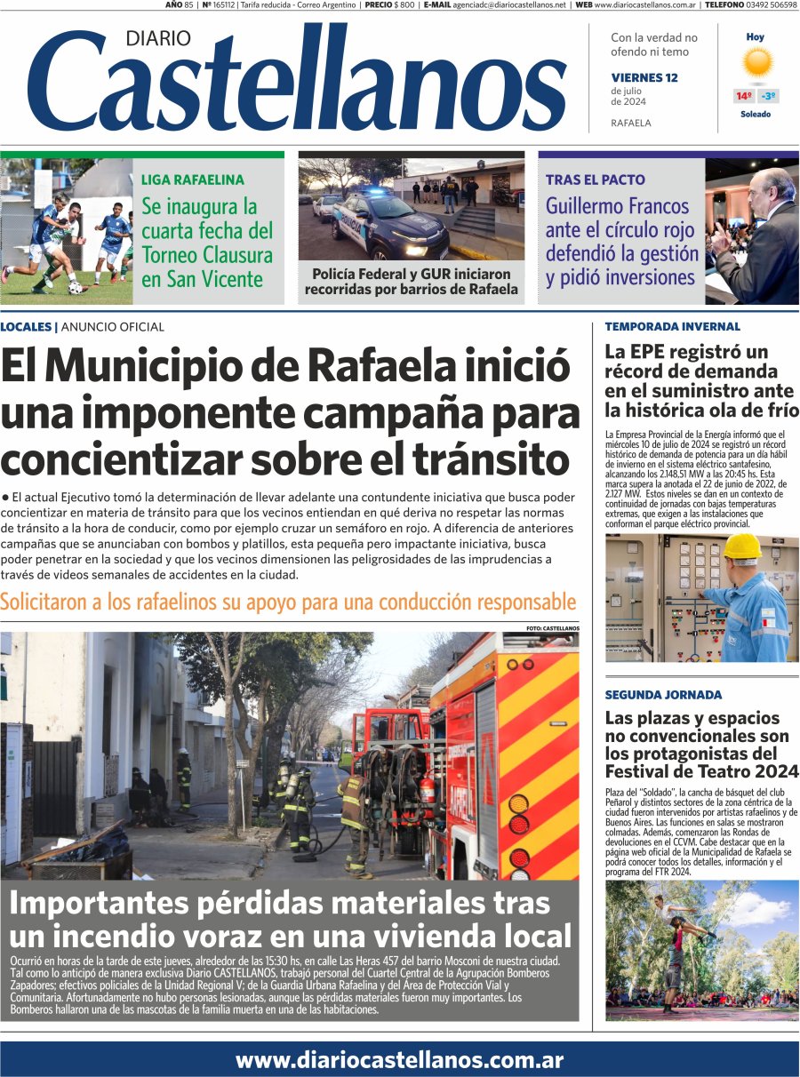 Tapa y diario Castellanos…Informate!