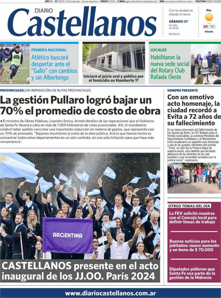 Tapa y diario Castellanos….Informate!