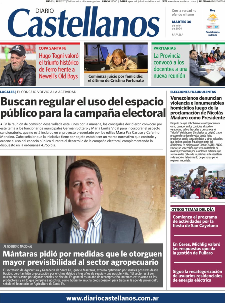 Tapa y diario Castellanos…Informate!