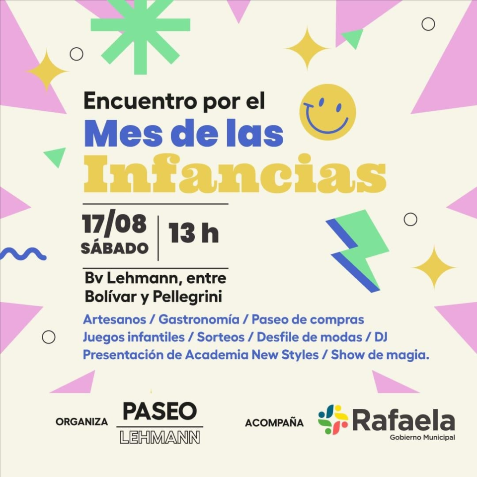 Este sábado Paseo Lehmann festeja el día de las infancias