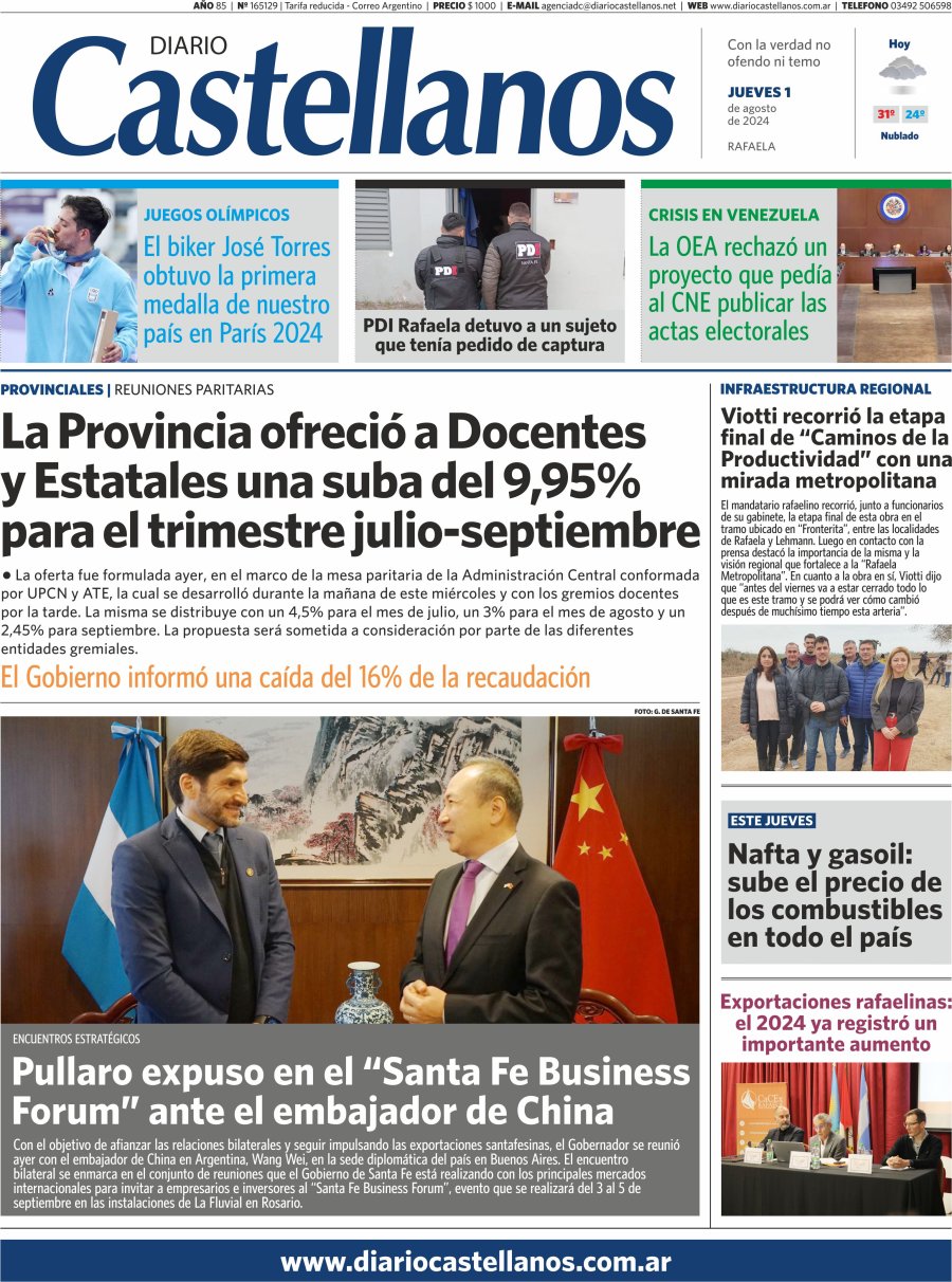 Tapa y diario Castellanos…Informate!