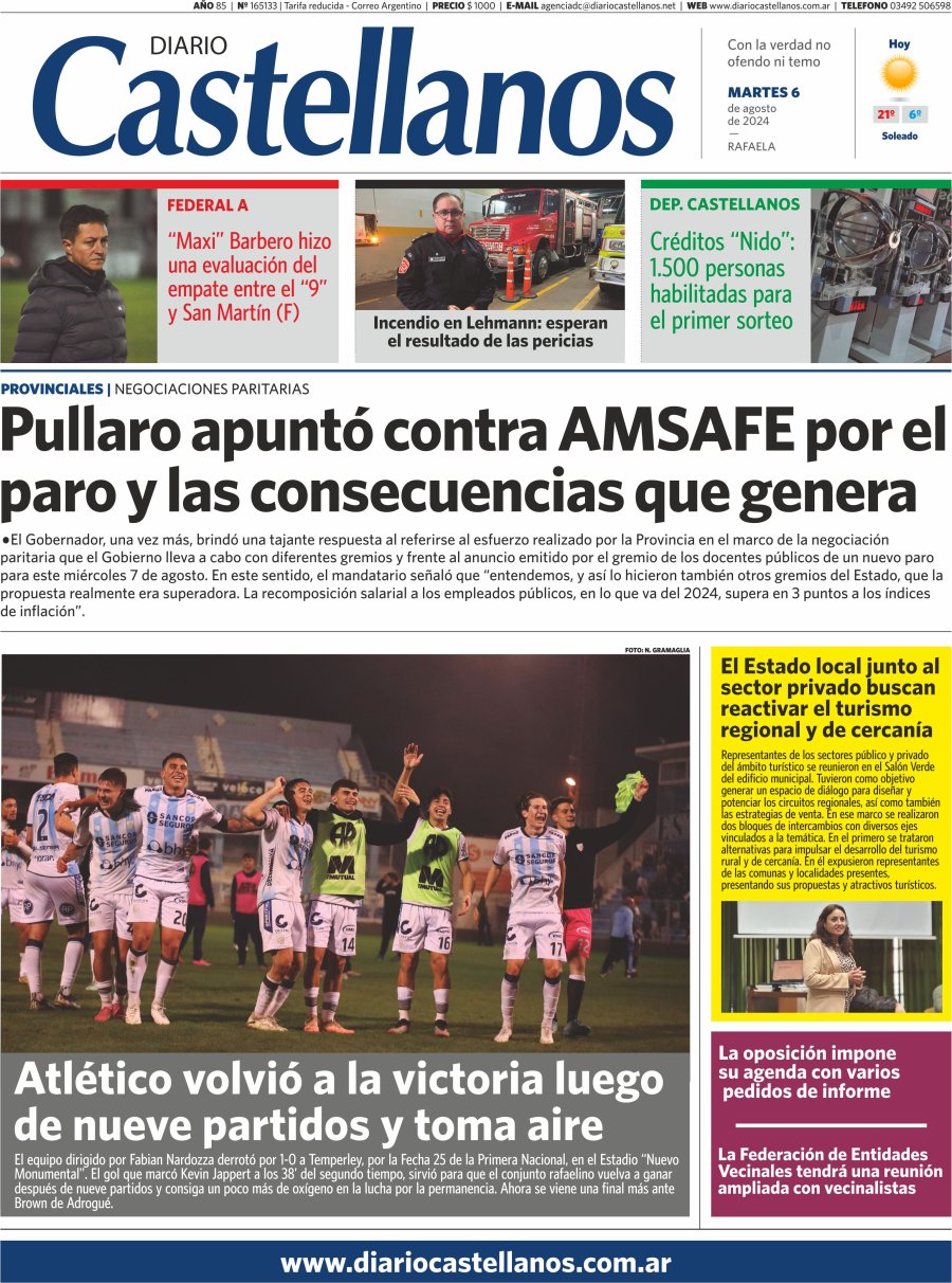 Tapa y diario Castellanos…Informate!