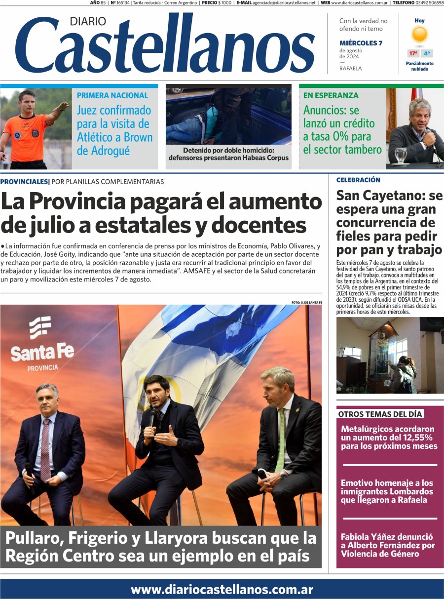 Tapa y diario Castellanos…Informate!