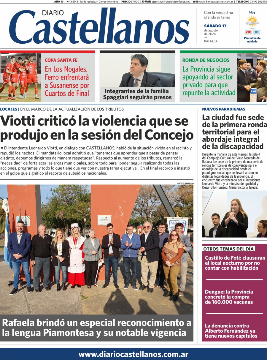 Tapa y diario Castellanos…Informate!!