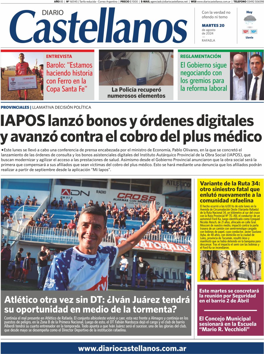 Tapa y diario Castellanos…Informate!
