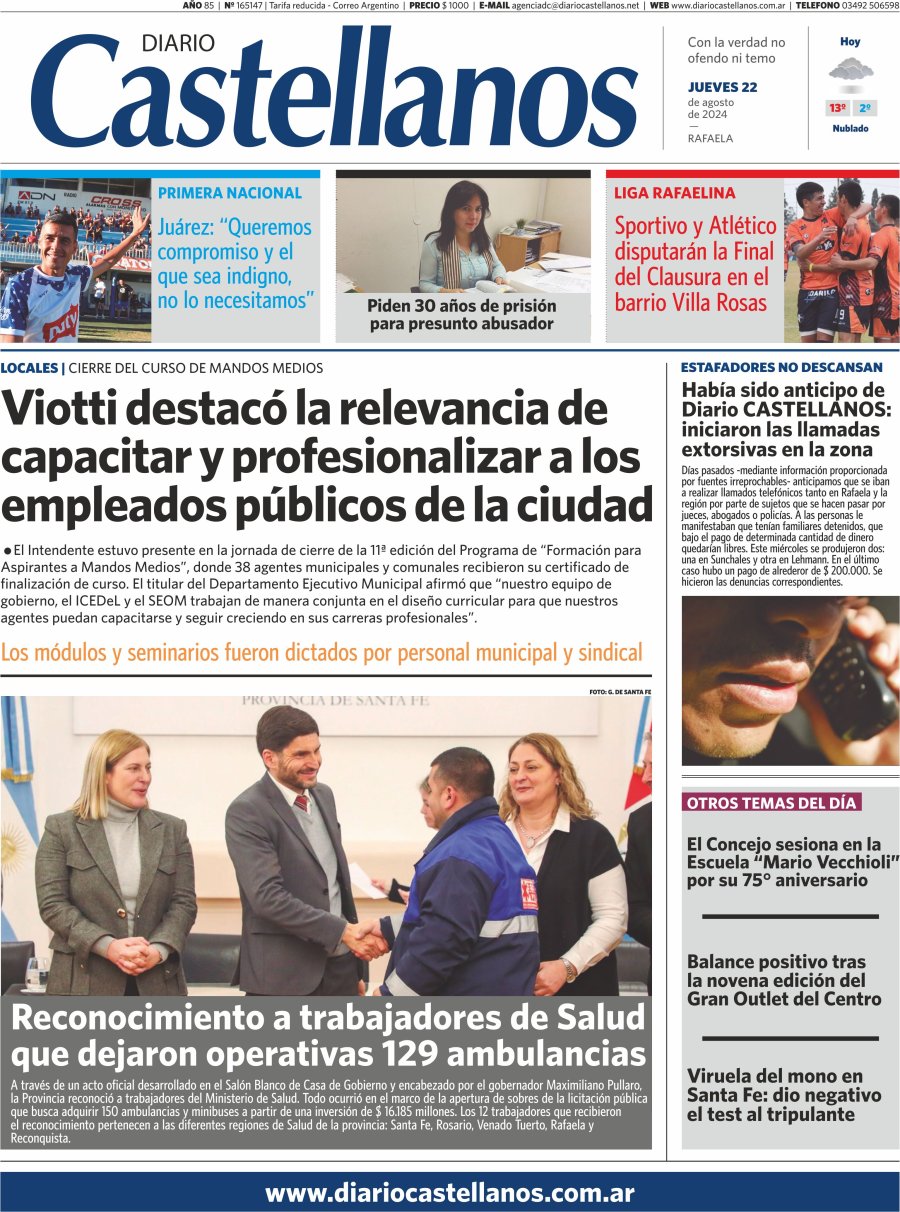 Tapa y diario Castellanos…Informate!!
