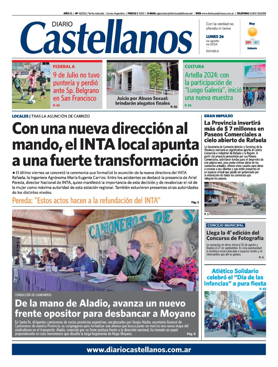 Tapa y diario Castellanos…Informate!!