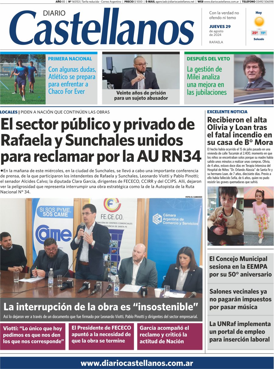 Tapa y diario Castellanos…Informate!