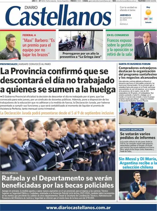 Tapa y diario Castellanos…Informate!!