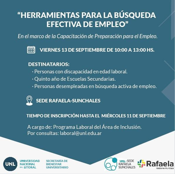 La Oficina Municipal de Empleo y la UNL Rafaela-Sunchales organizan capacitación sobre empleo
