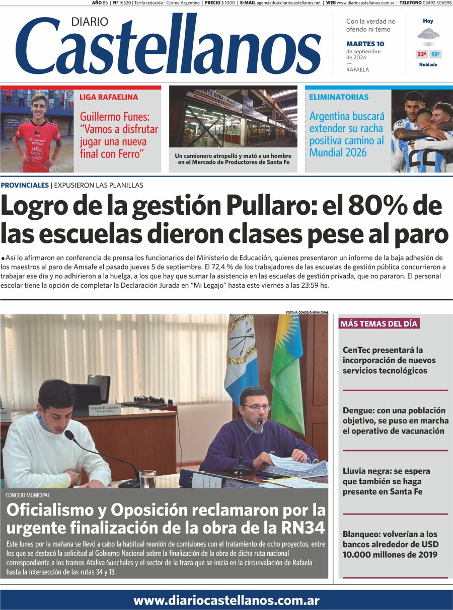 Tapa y diario Castellanos…Informate!!