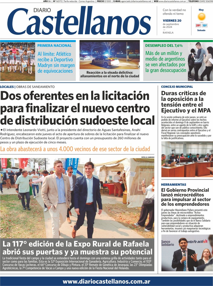Tapa y diario Castellanos…Informate!!