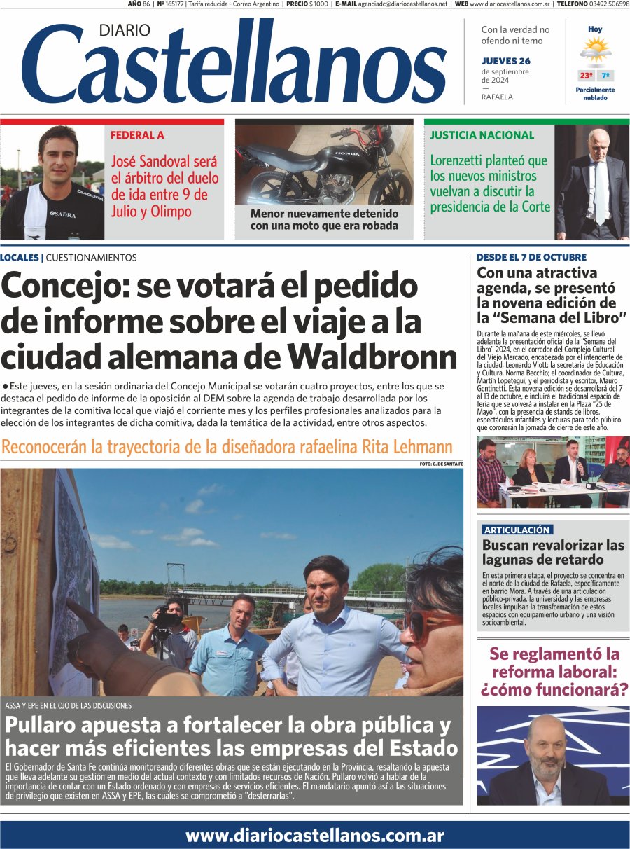 Tapa y diario Castellanos…Informate!