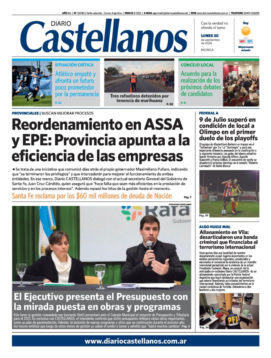 Tapa y diario Castellanos…Informate!!