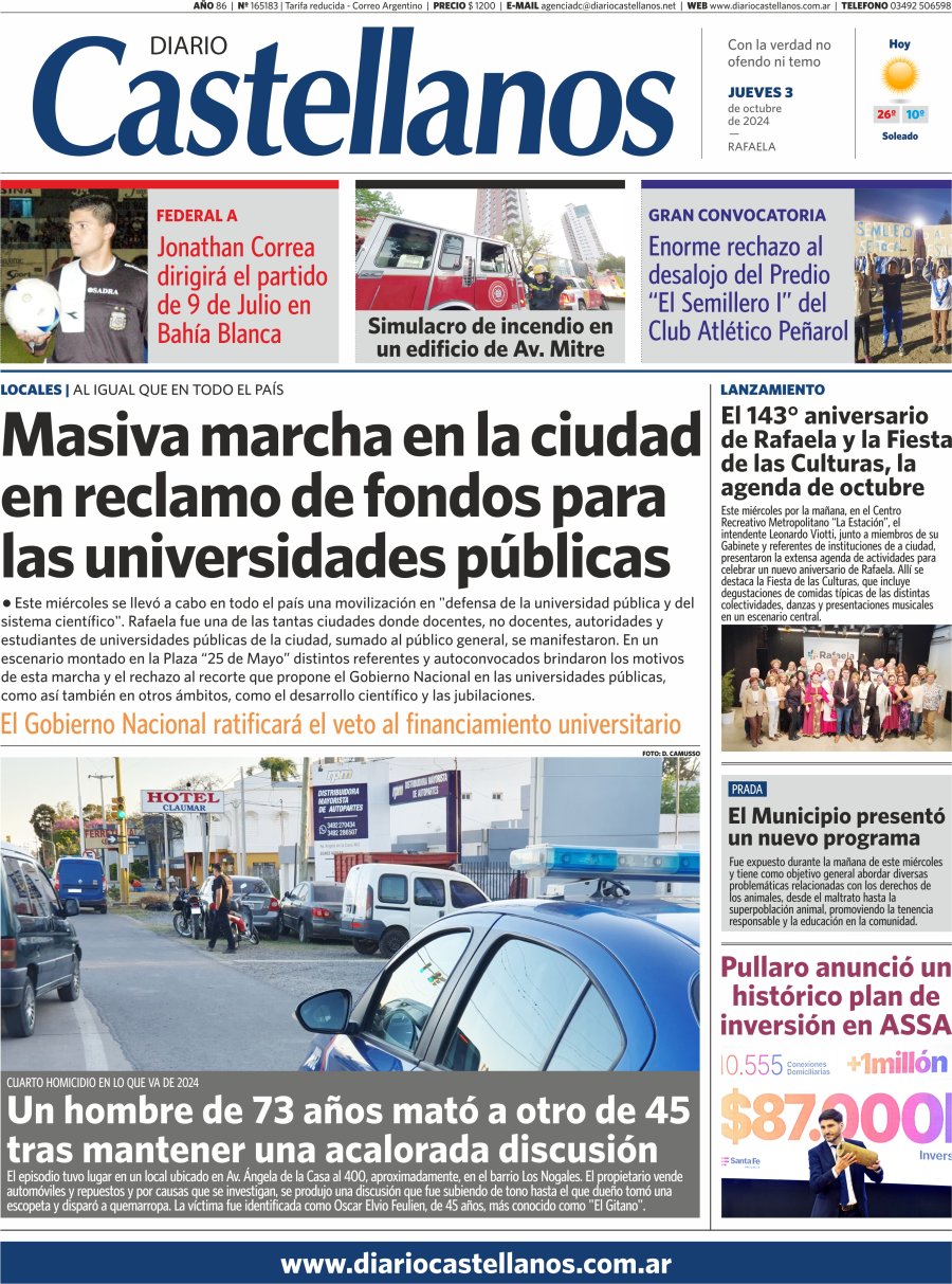 Tapa y diario Castellanos…Informate!!