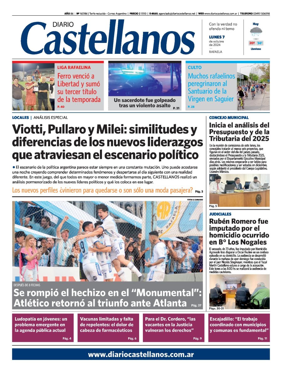 Tapa y diario Castellanos…Informate!!