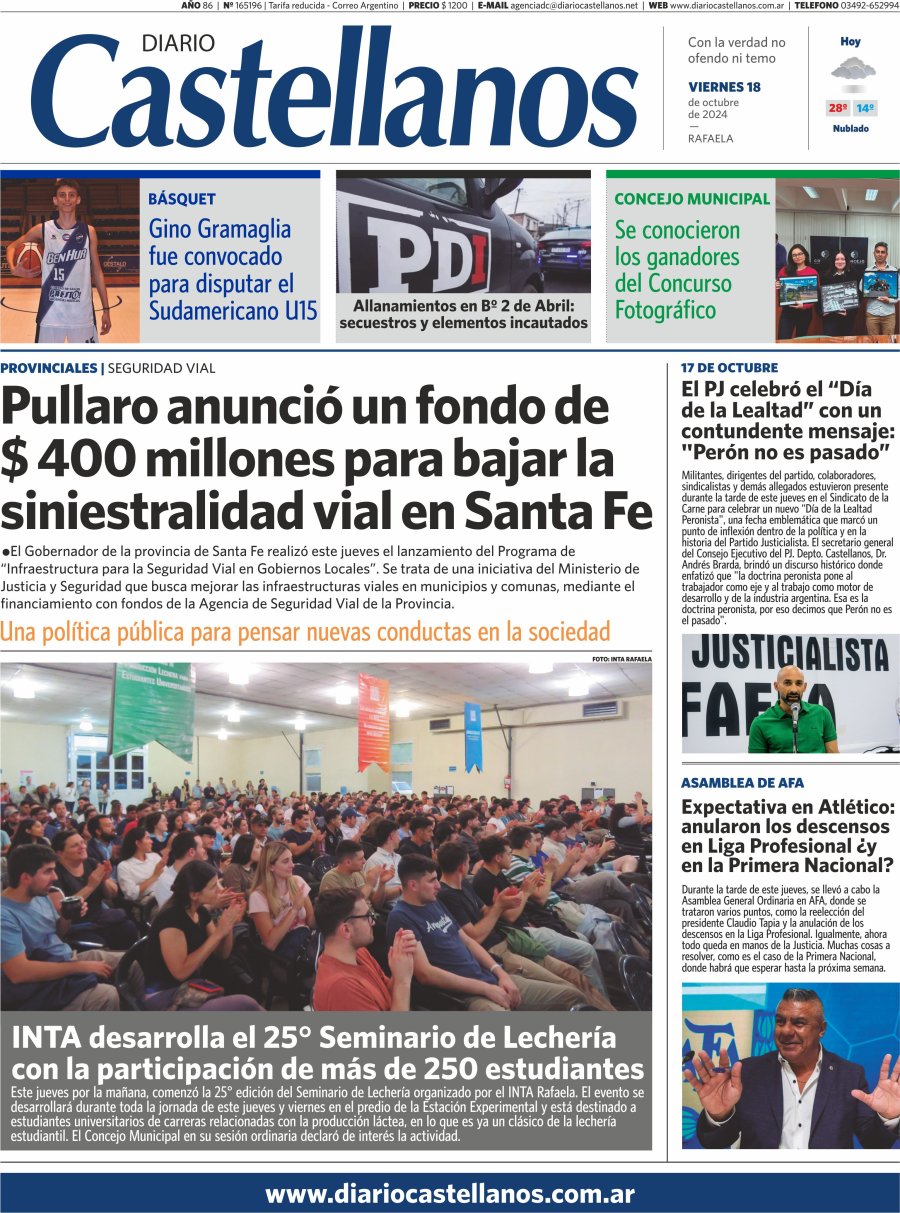 Tapa y diario Castellanos…Informate!!