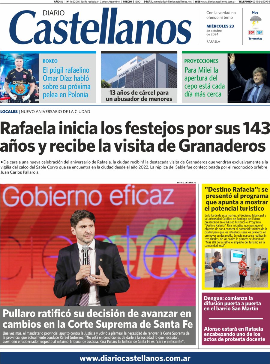 Tapa y diario Castellanos…Informate!