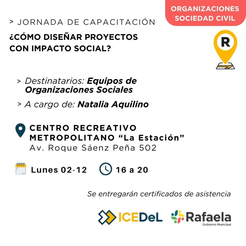 Mapa Social: se dictará una capacitación sobre cómo diseñar proyectos con impacto social