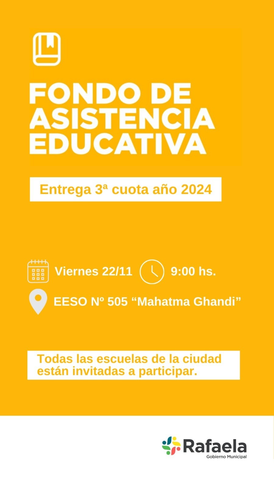 El municipio entregará .800.000 en la tercera cuota anual del Fondo de Asistencia Educativa