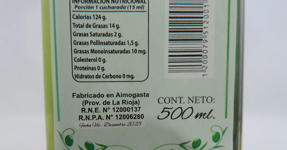 La ASSAL emitió un alerta alimentaria para un aceite de oliva extra virgen