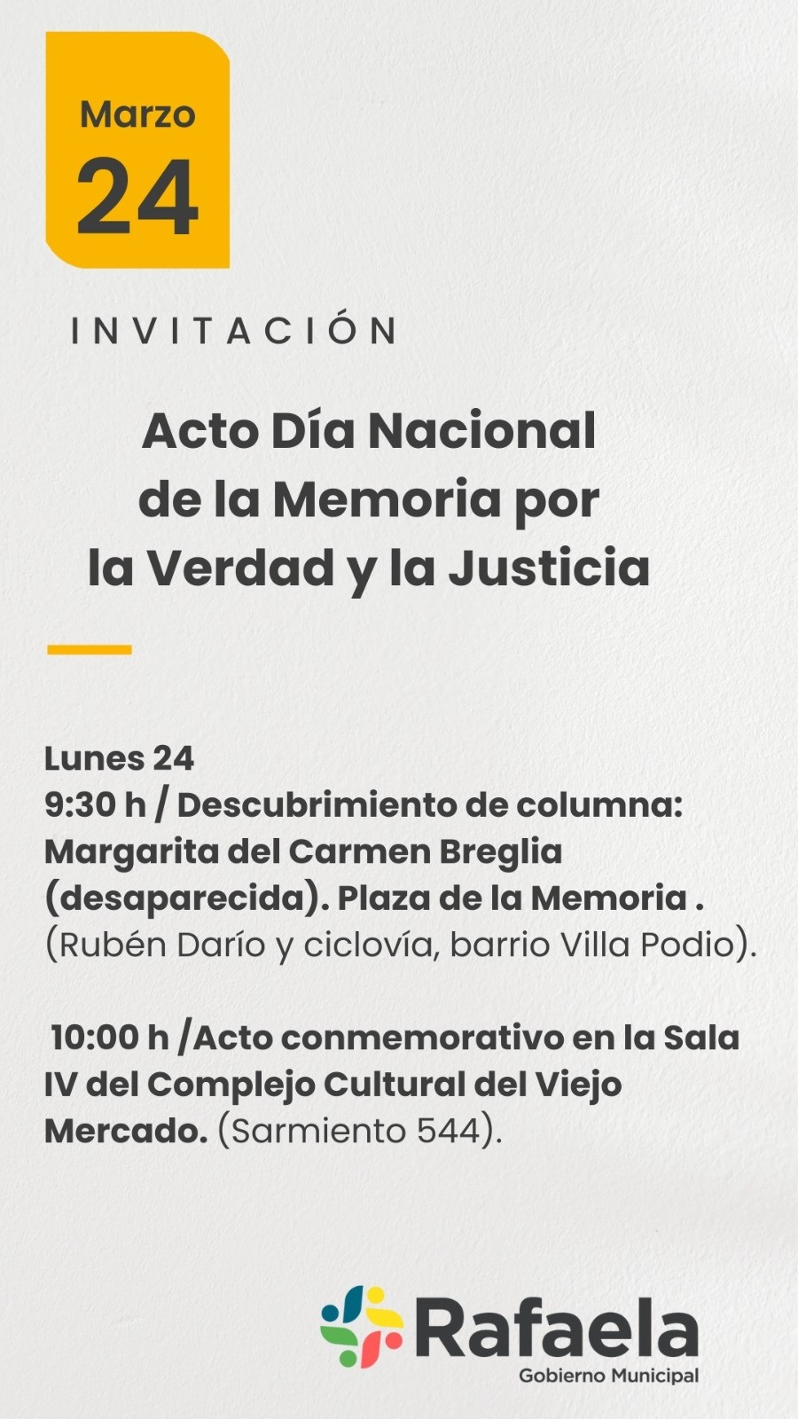 Acto oficial por el Día Nacional de la Memoria por la Verdad y la Justicia