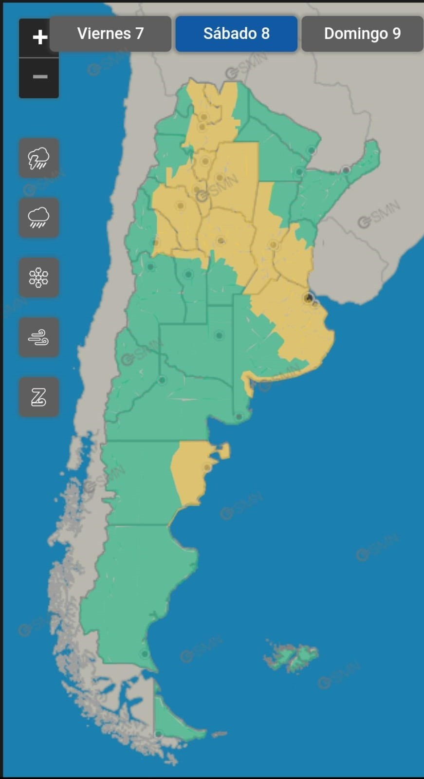 Alerta meteorológico amarillo: Ingreso de un frente frío y tormentas moderadas en Rafaela