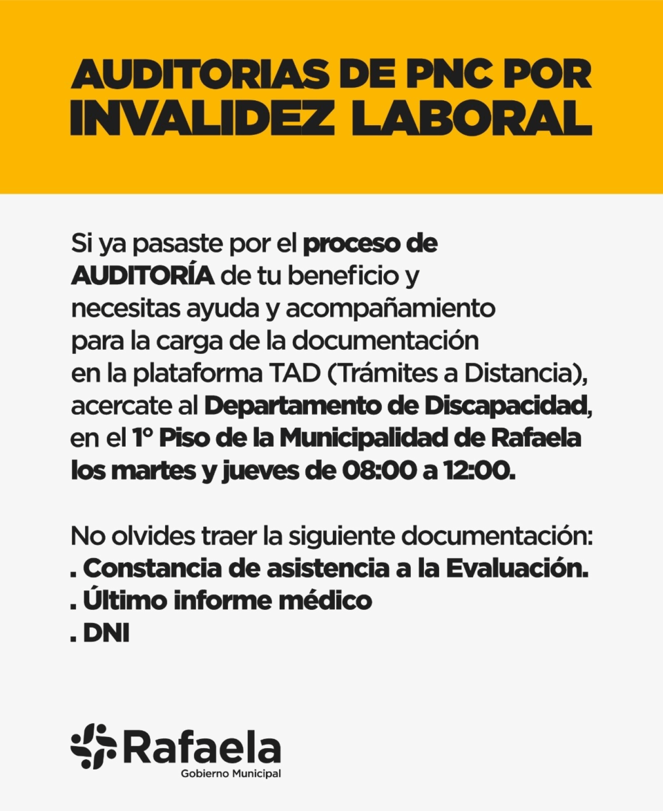 Acompañamiento para beneficiarios de pensiones no contributivas por invalidez laboral