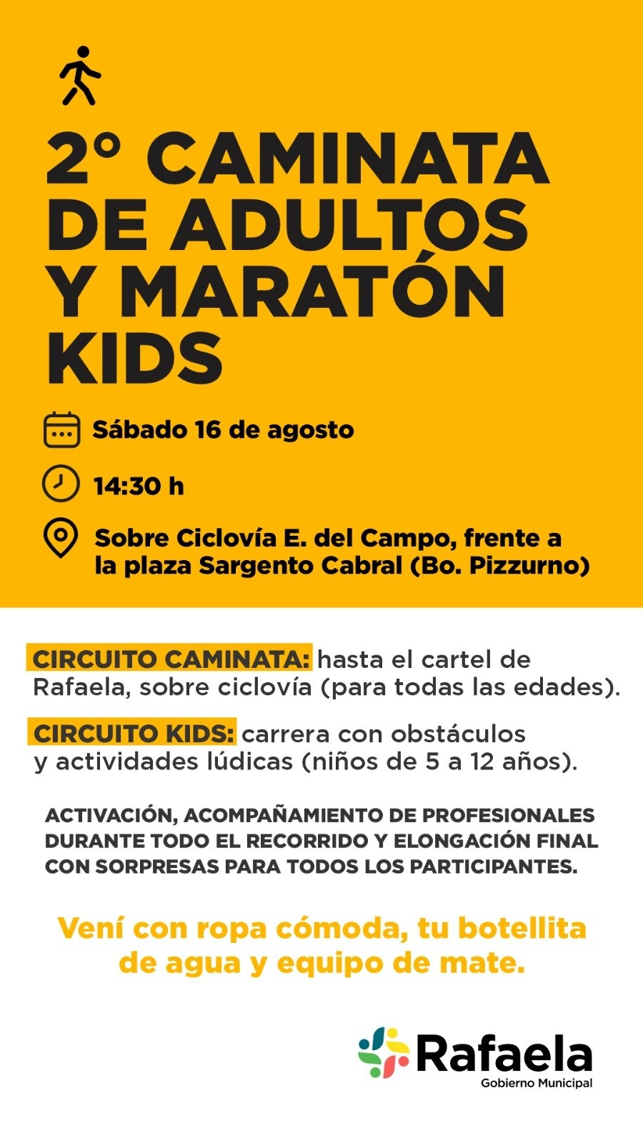 Se viene la «2.ª Caminata para Adultos y Maratón Kids»