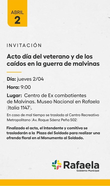 Rafaela conmemora el Día del Veterano y de los Caídos en Malvinas