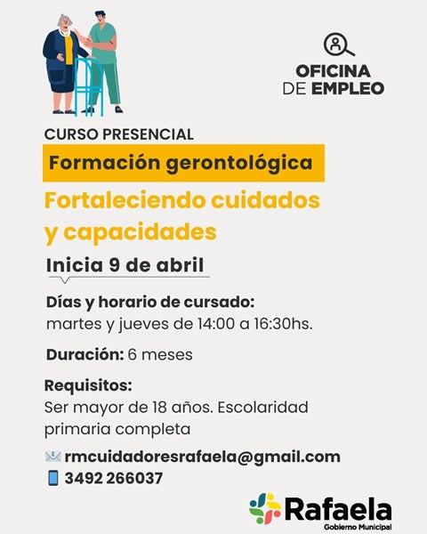 Se iniciará una nueva edición de la «Formación gerontológica: fortaleciendo cuidados y capacidades»
