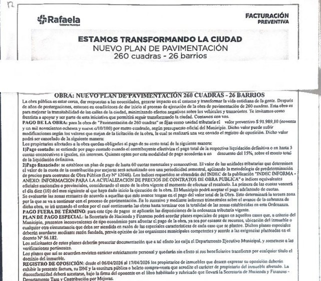 Plan de pavimentación: continúa la distribución de las boletas pro forma