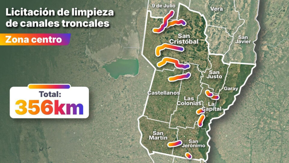 Otra inversión histórica en obras hídricas: el gobierno de Pullaro licita la limpieza de canales troncales en zona centro de la provincia