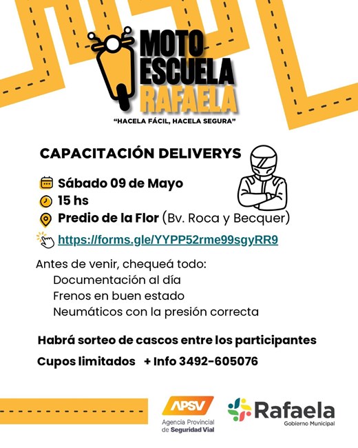 Rafaela refuerza la seguridad vial: nueva capacitación para deliveries