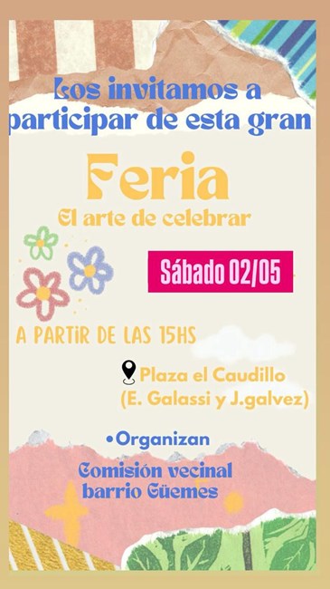 La actividad se llevará a cabo el sábado 2 de mayo desde las 15:00 en la Plaza del Caudillo ubicada en E. Galassi y J. Gálvez.