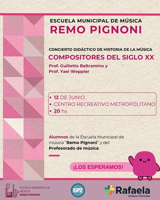 La Escuela Municipal de Música «Remo Pignoni» presenta un concierto didáctico sobre la historia de la música