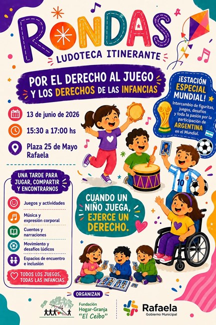 Rafaela celebrará el Día del Derecho al Juego con una jornada abierta y gratuita en Plaza 25 de Mayo