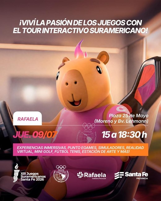 Rafaela vivirá la pasión de los Juegos Suramericanos con un tour interactivo en la Plaza 25 de Mayo