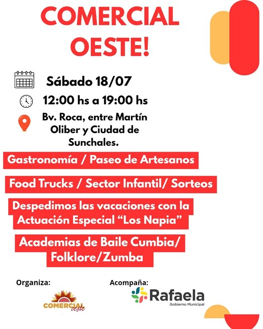 Comercial Oeste invita a despedir las vacaciones de invierno con una gran jornada para toda la familia