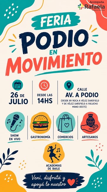Podio en Movimiento: apoyo al comercio local y encuentro para las familias este sábado