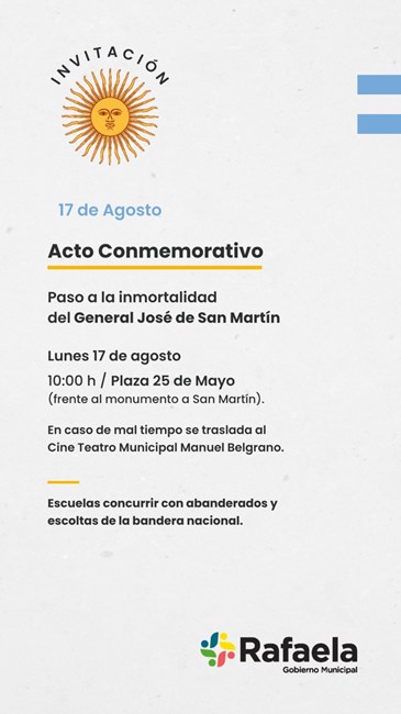Acto oficial por paso a la inmortalidad del General Don José de San Martín