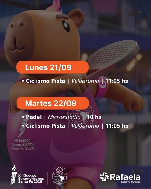 Juegos Suramericanos: Rafaela tendrá ciclismo de pista y pádel este lunes y martes