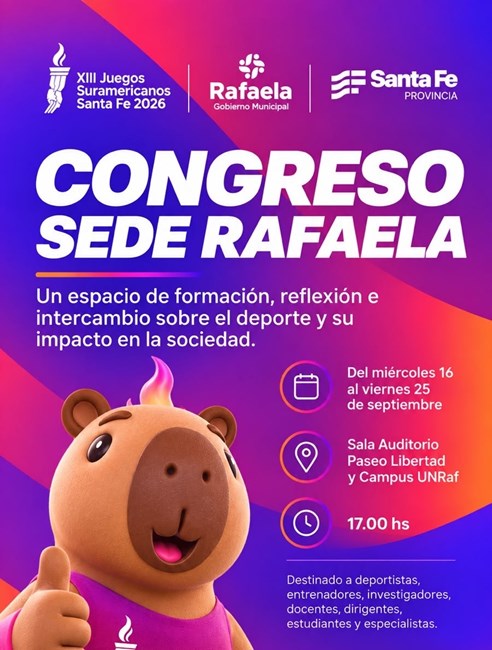 Rafaela será sede del Congreso Suramericano 2026, un espacio de formación y reflexión sobre deporte