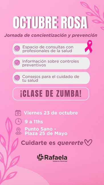 Rafaela promueve la salud integral con una jornada preventiva y recreativa por el Octubre Rosa